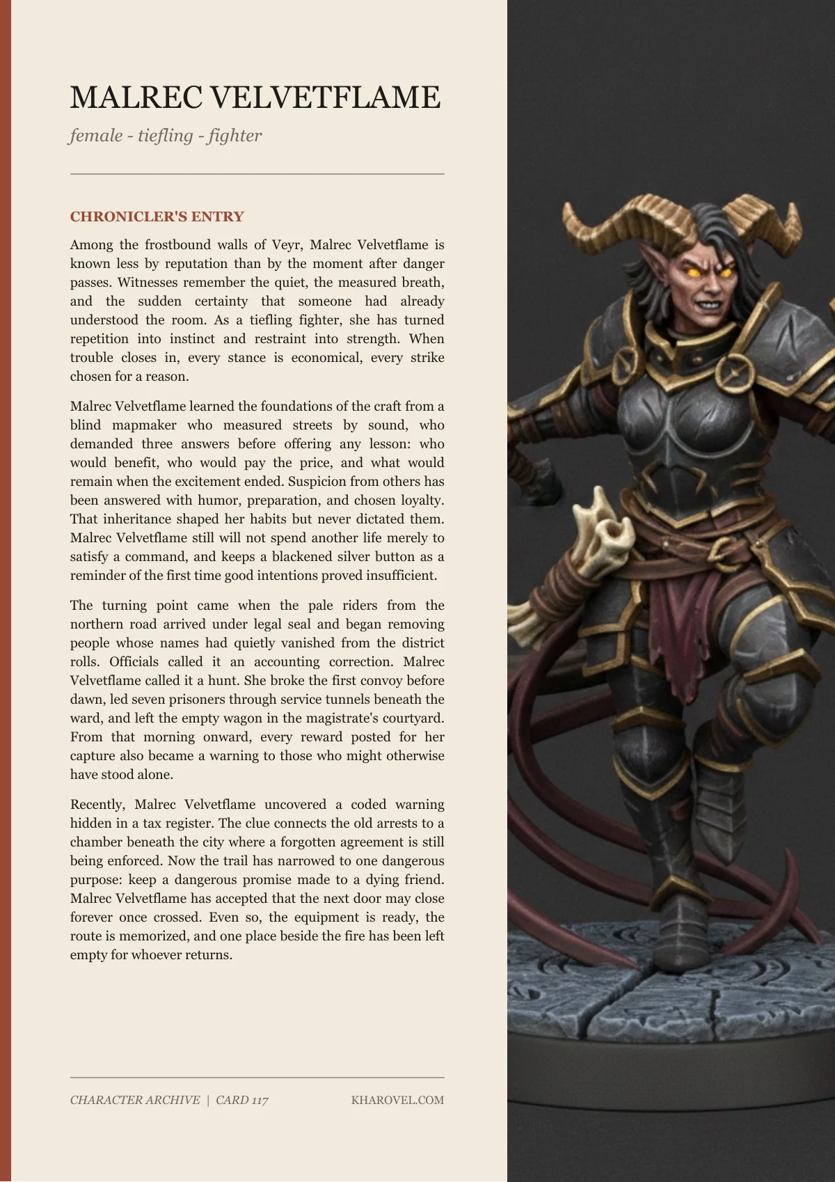 Malrec Velvetflame — character lore PDF preview