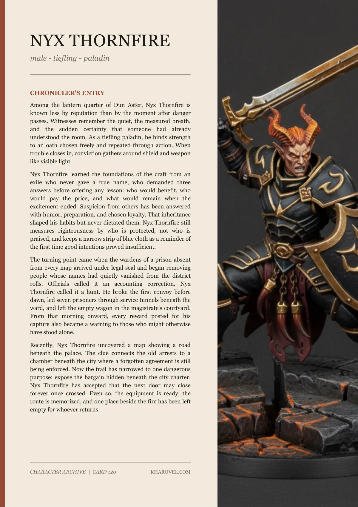 Nyx Thornfire — character lore PDF preview