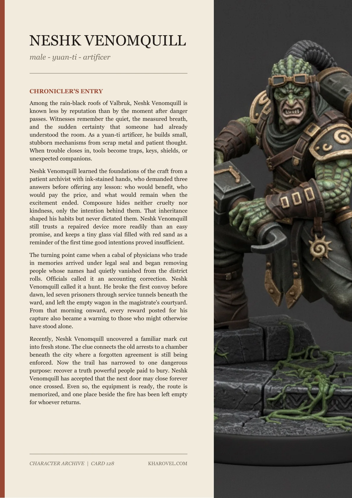 Neshk Venomquill — character lore PDF preview