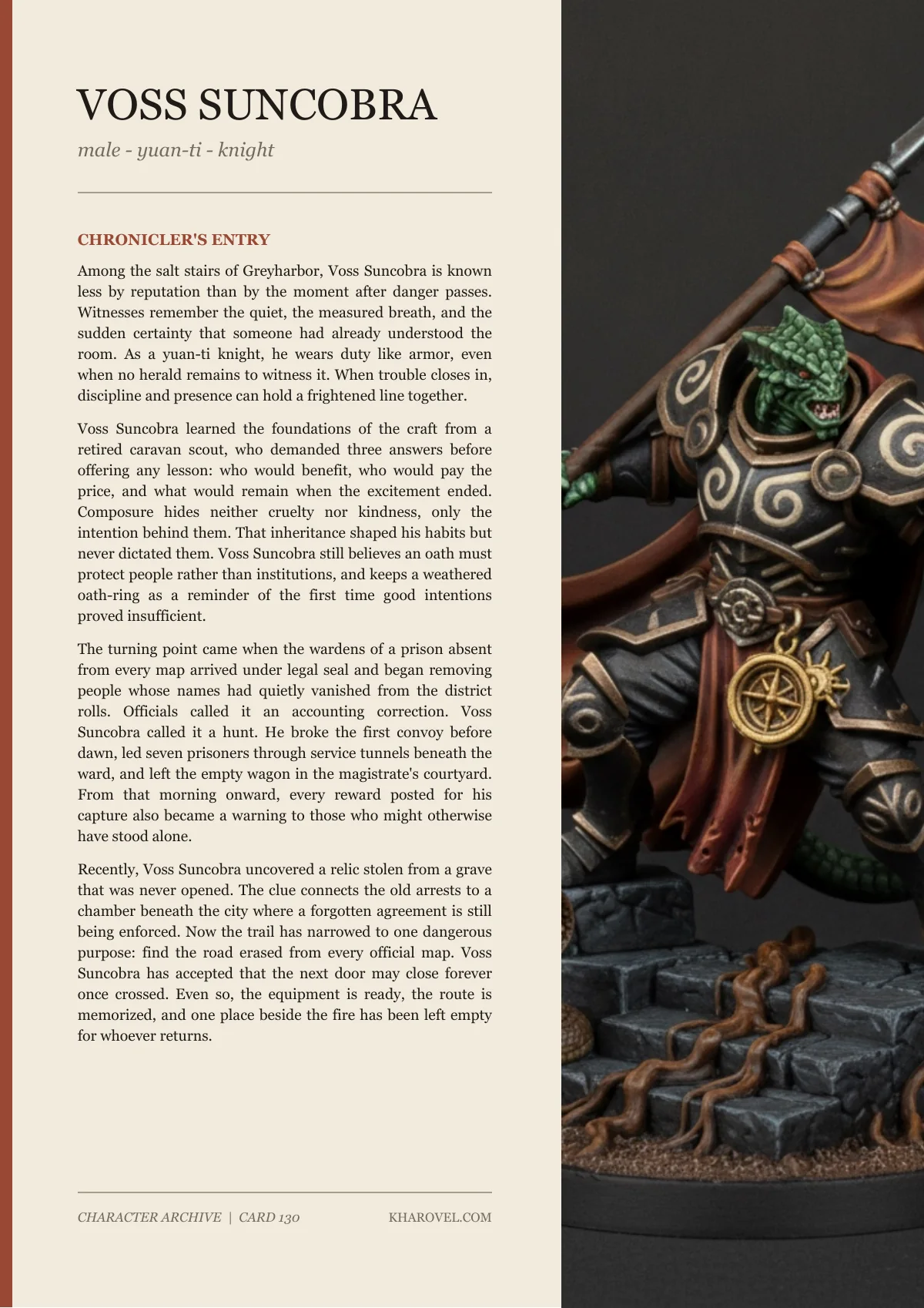 Voss Suncobra — character lore PDF preview