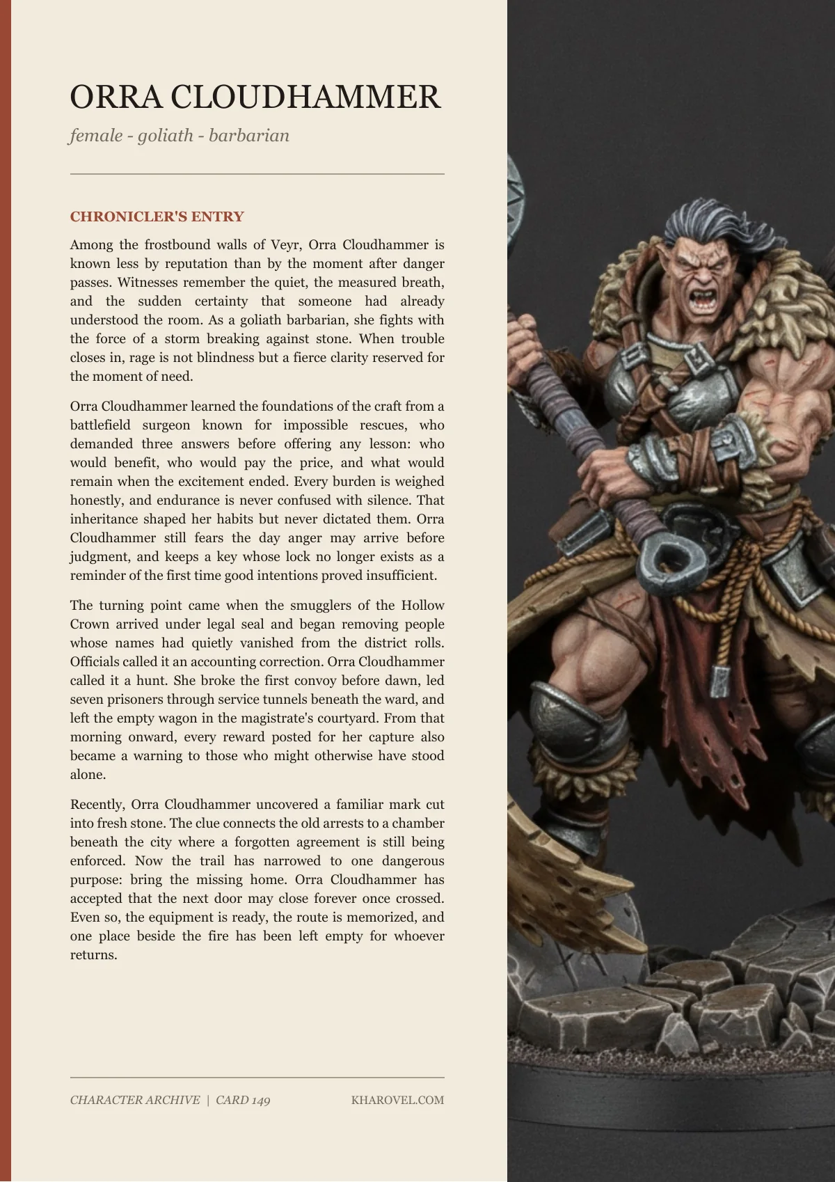 Orra Cloudhammer — character lore PDF preview