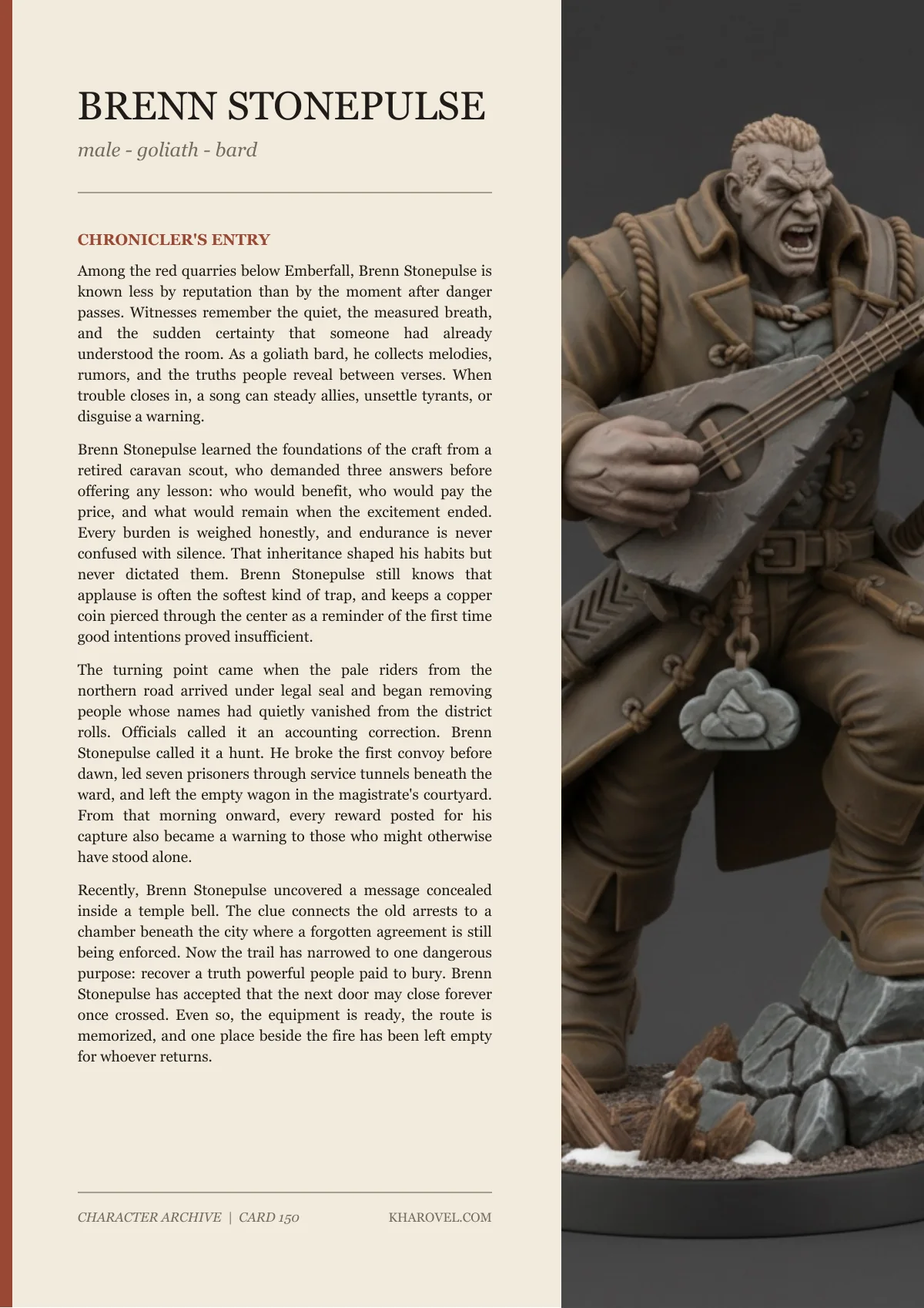 Brenn Stonepulse — character lore PDF preview