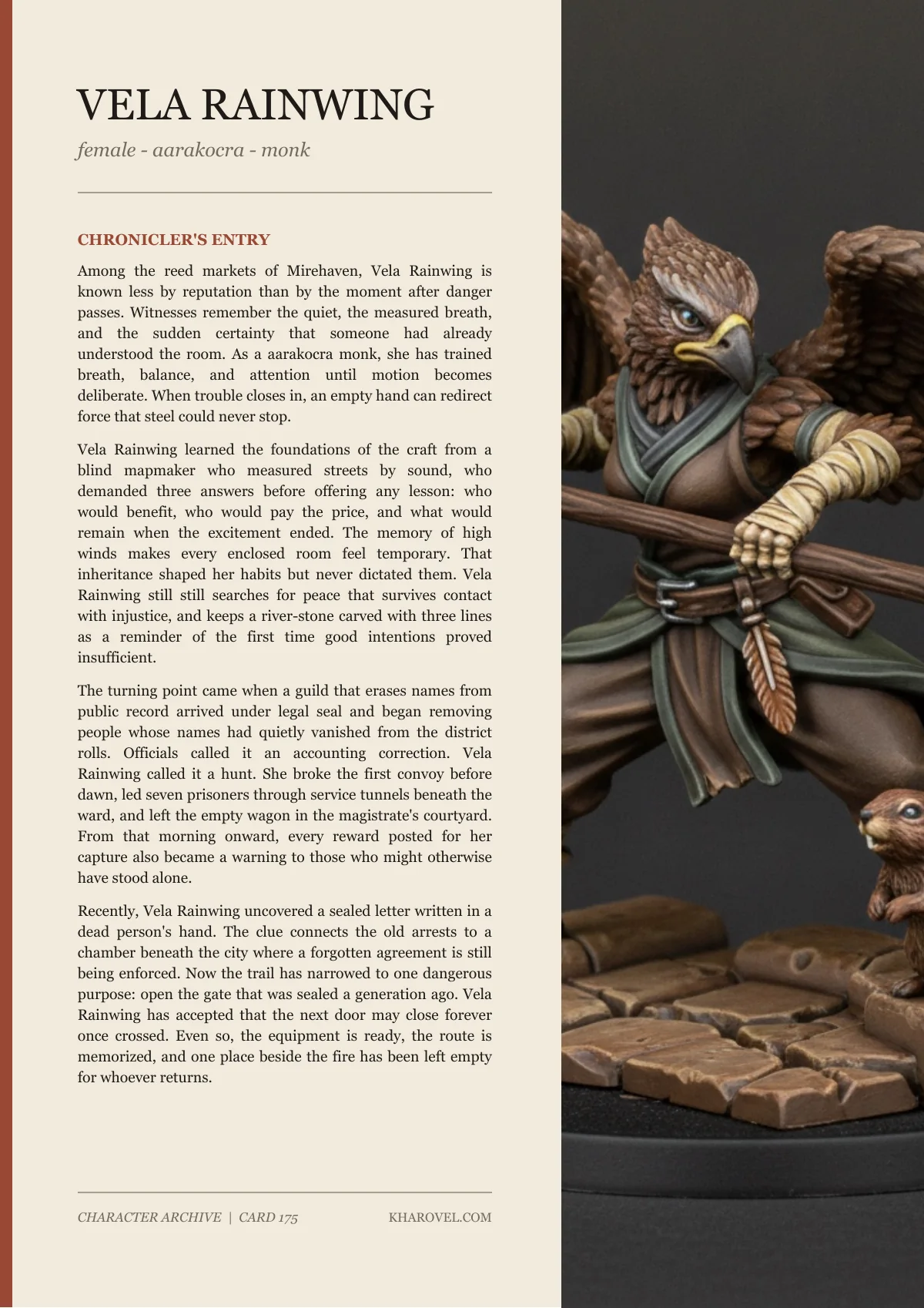 Vela Rainwing — character lore PDF preview