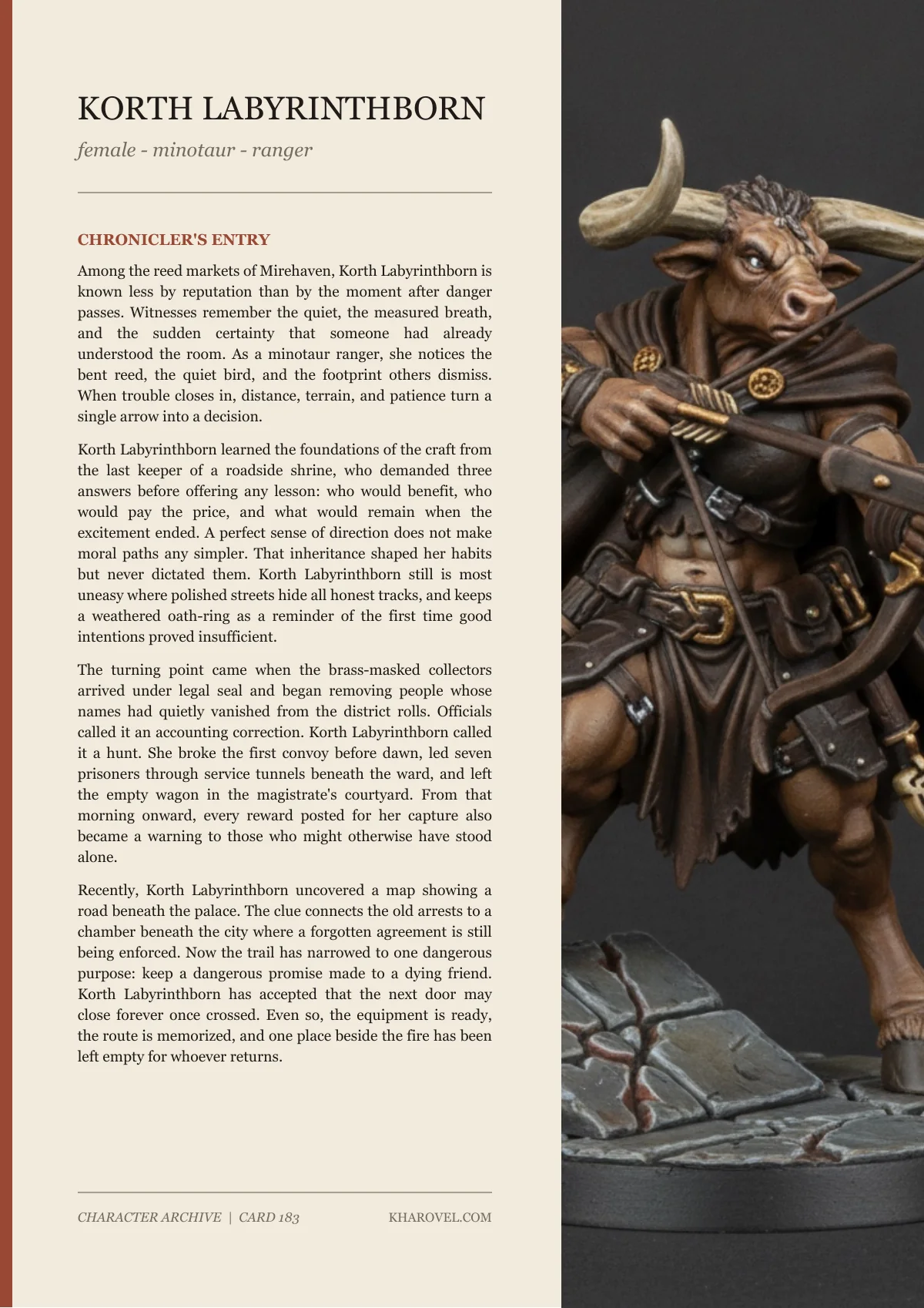Korth Labyrinthborn — character lore PDF preview