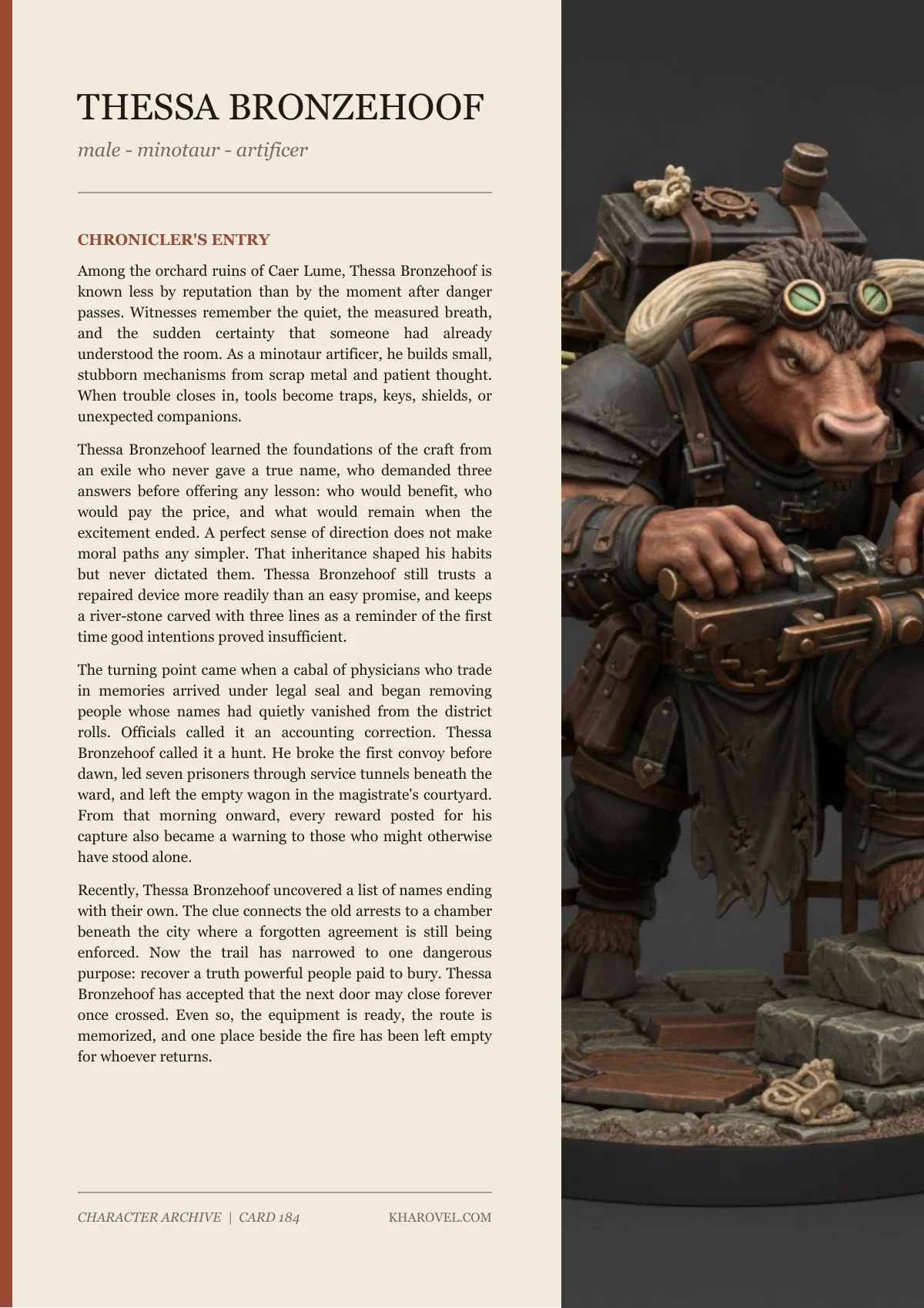 Thessa Bronzehoof — character lore PDF preview