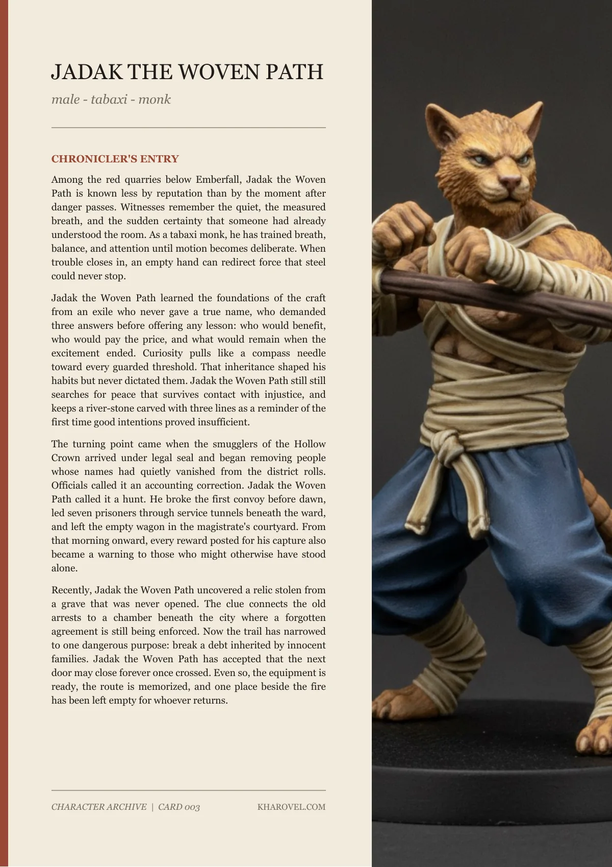 Jadak The Woven Path — character lore PDF preview