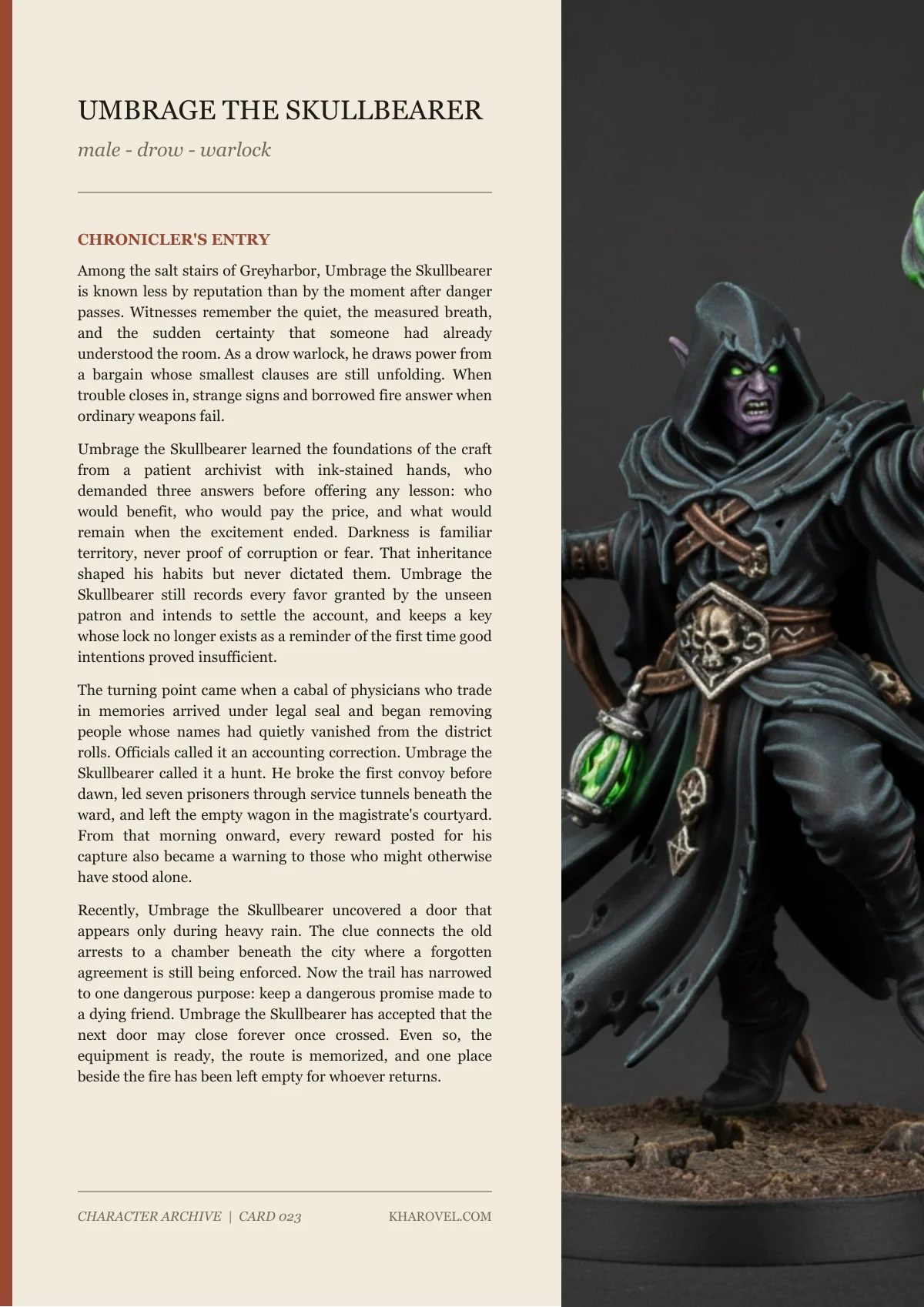 Umbrage The Skullbearer — character lore PDF preview