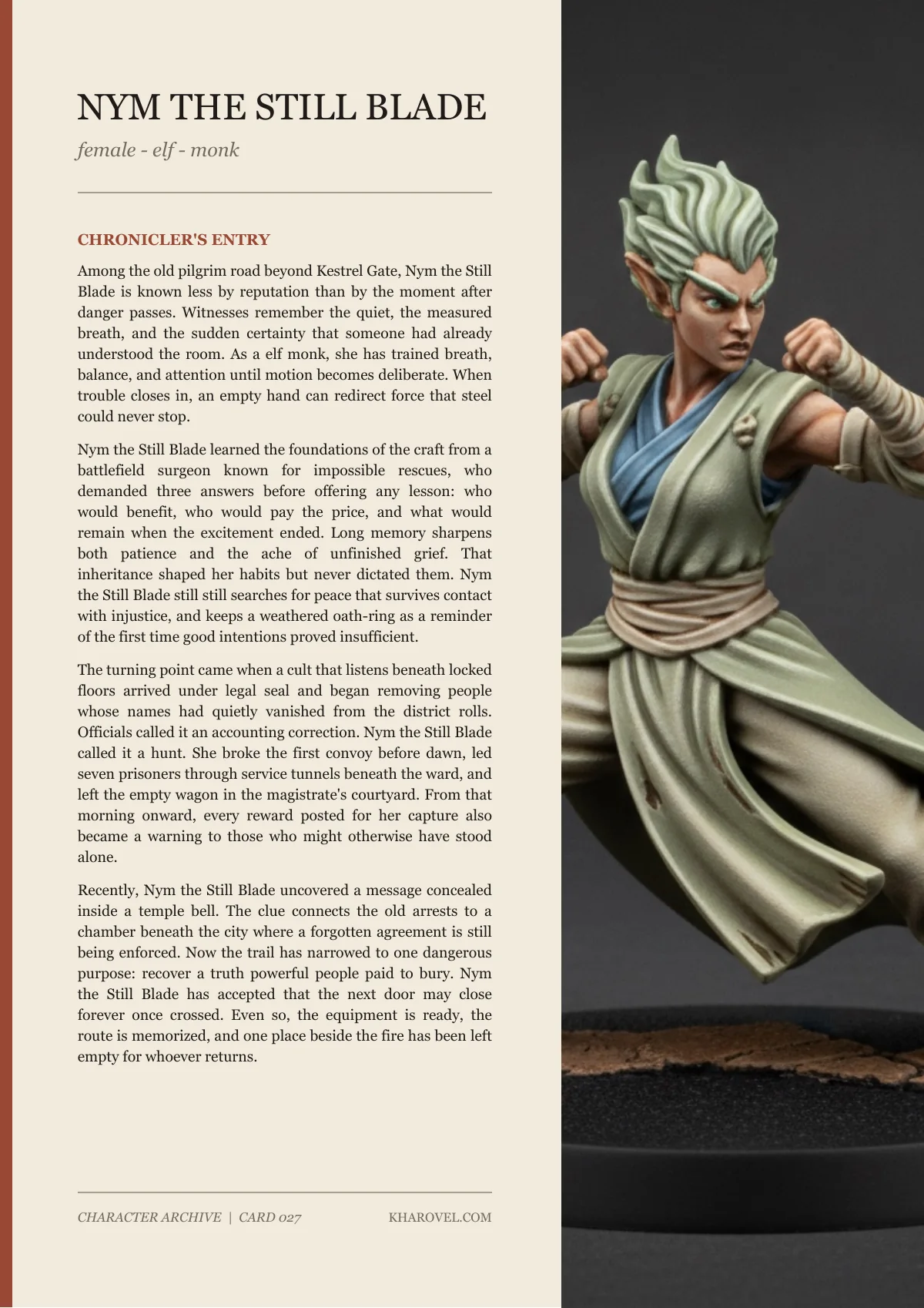 Nym The Still Blade — character lore PDF preview