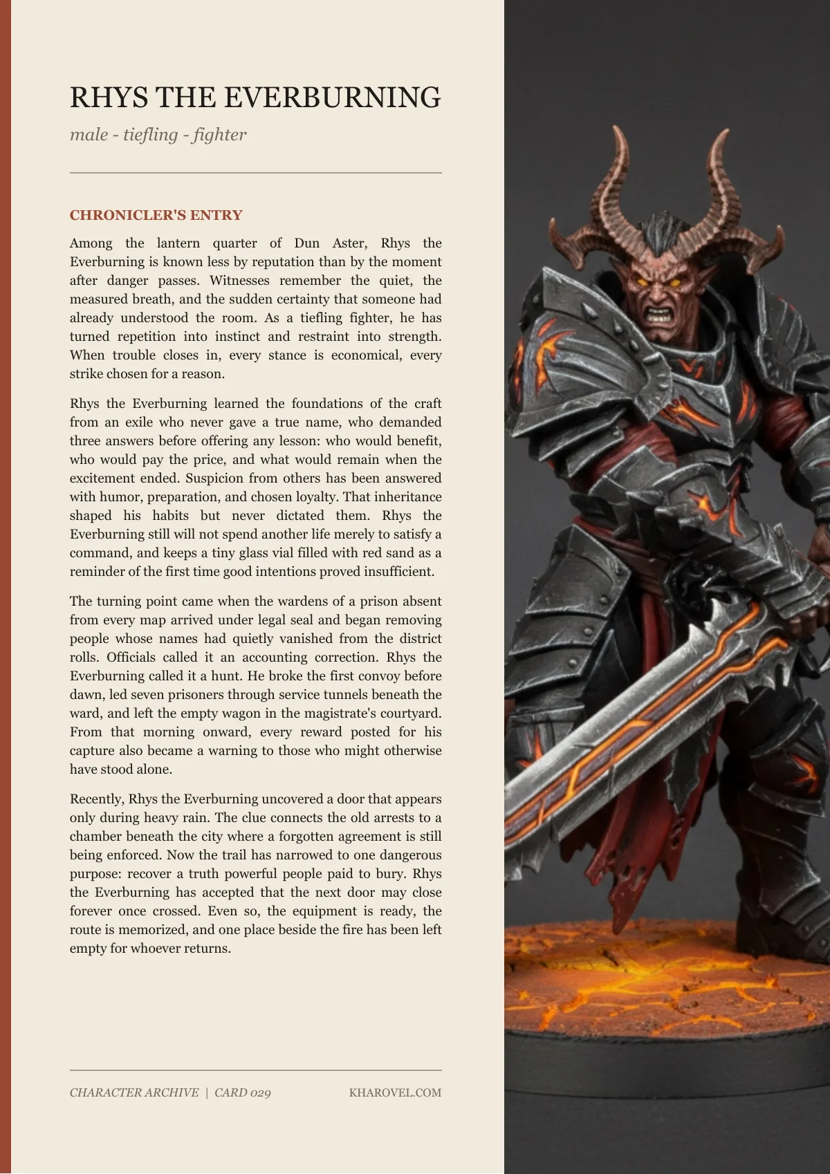Rhys The Everburning — character lore PDF preview