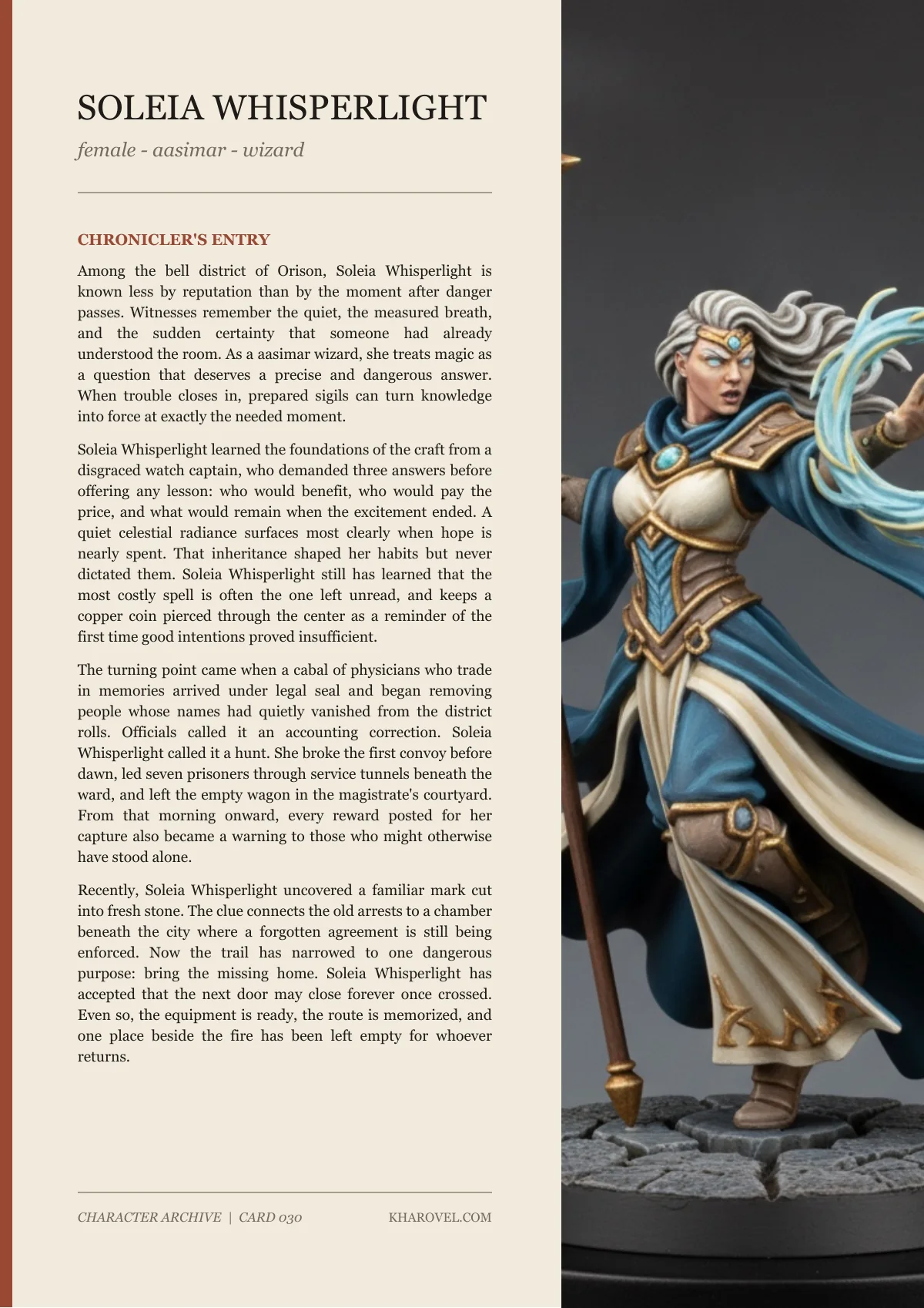 Soleia Whisperlight — character lore PDF preview