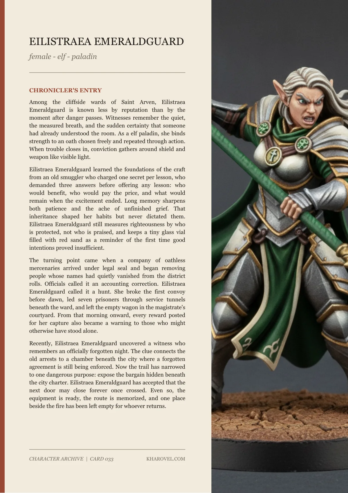 Eilistraea Emeraldguard — character lore PDF preview