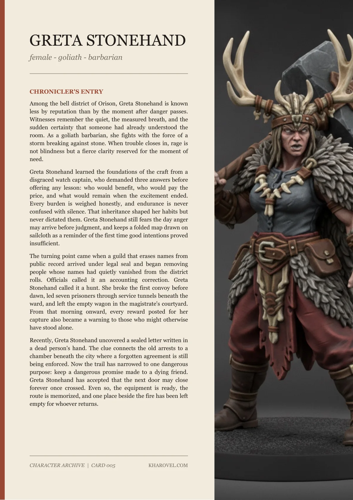 Greta Stonehand — character lore PDF preview