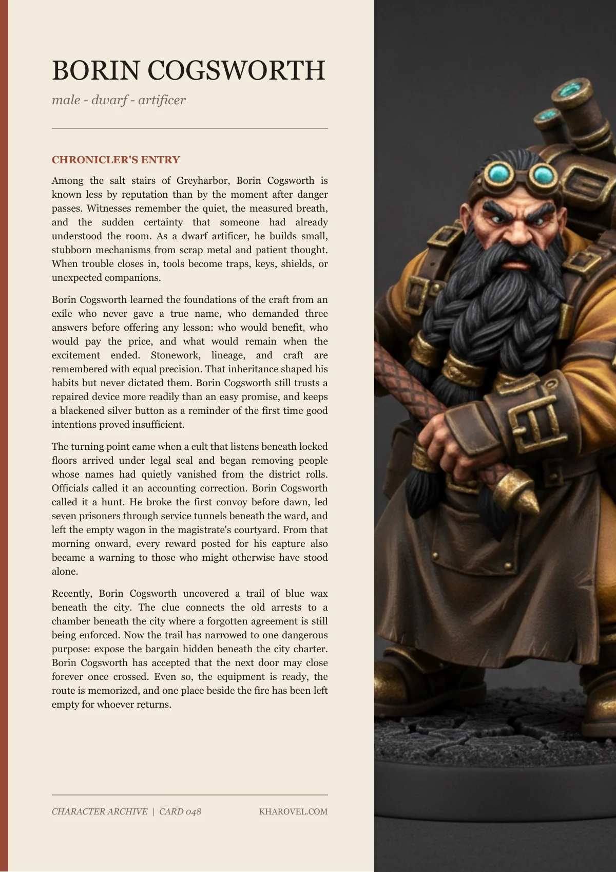 Borin Cogsworth — character lore PDF preview