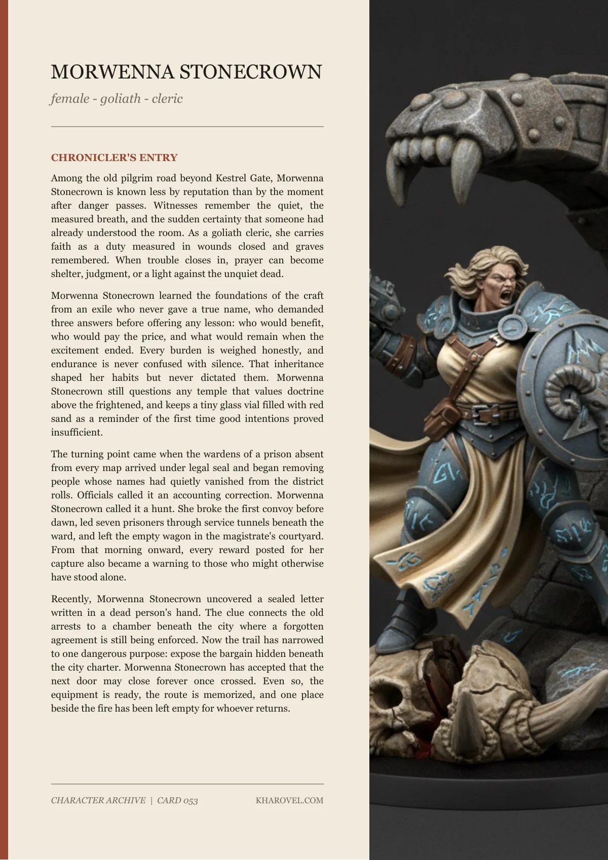 Morwenna Stonecrown — character lore PDF preview
