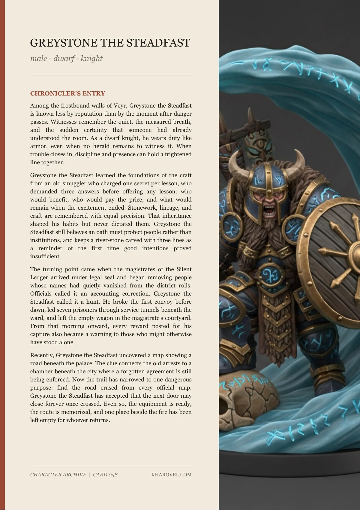 Greystone The Steadfast — character lore PDF preview