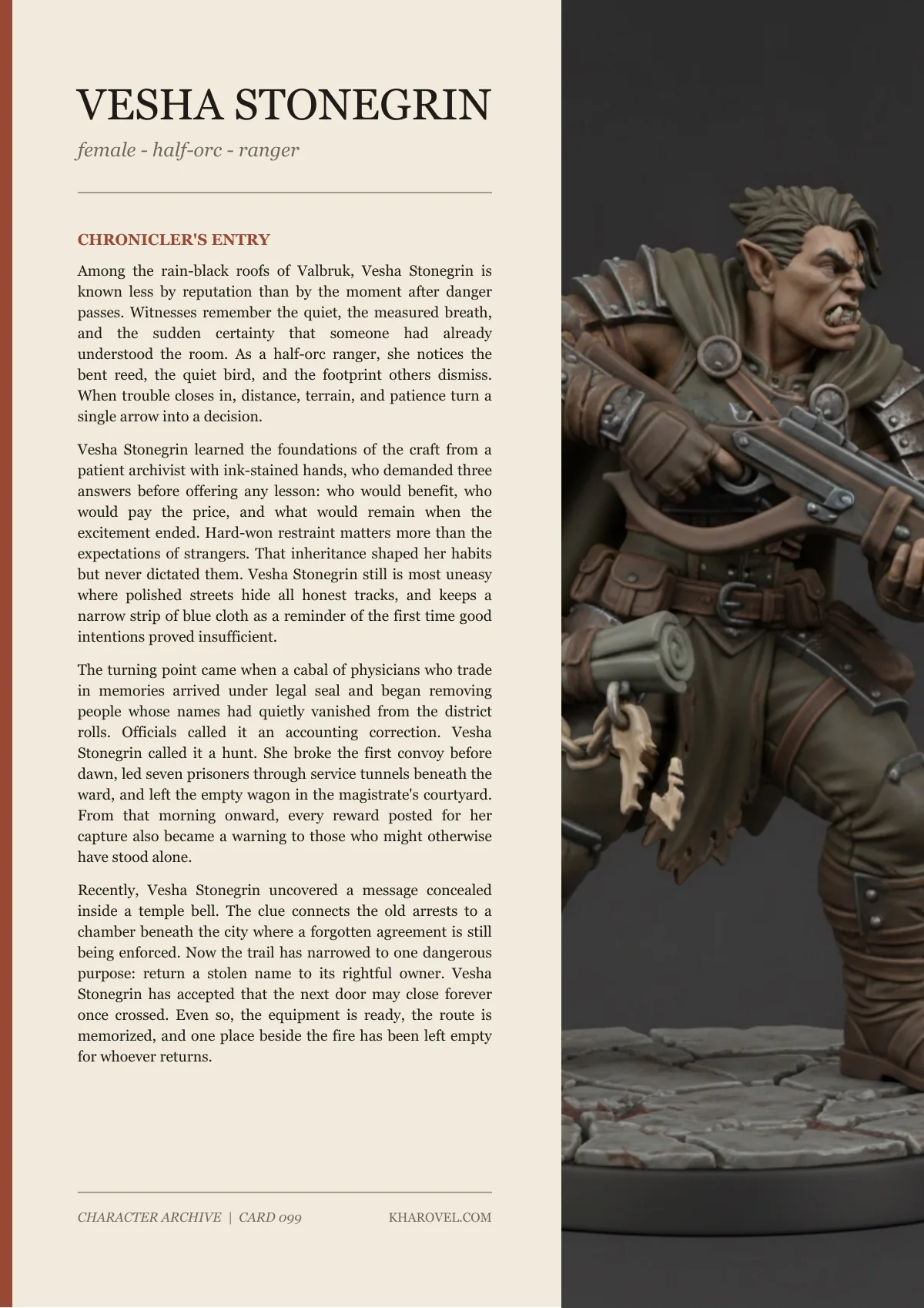 Vesha Stonegrin — character lore PDF preview