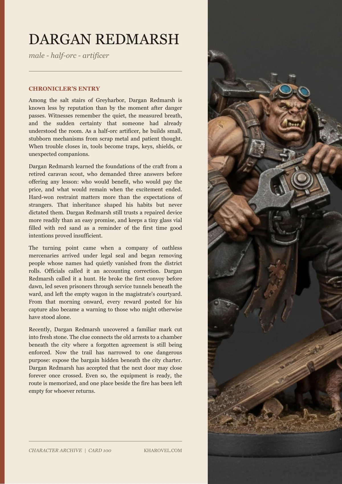 Dargan Redmarsh — character lore PDF preview